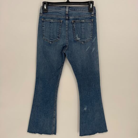 RAG & BONE JEAN 10 Inch Crop Flare Distressed Blue Denim Jeans Size 25 - Picture 5 of 7